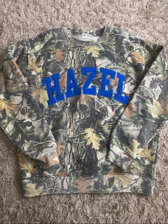 Hazel Boutique Sweaters - Hazel Crewneck Sweatshirt in Camouflage with Blue Logo